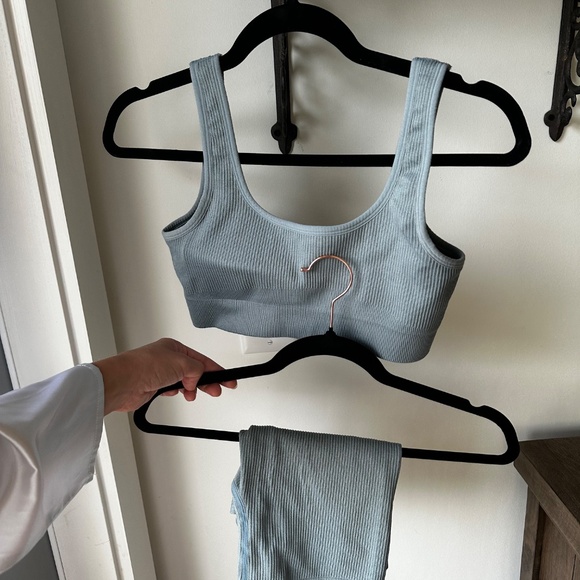 Light Blue Workout Fitness Set Gym Women's Yoga Pilates - Picture 4 of 6